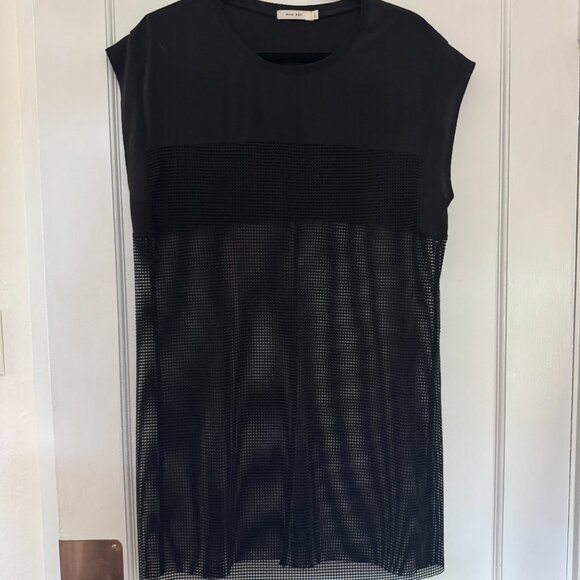 Layered Mesh Black Sleeveless Dress w/ Slip - Picture 2 of 7
